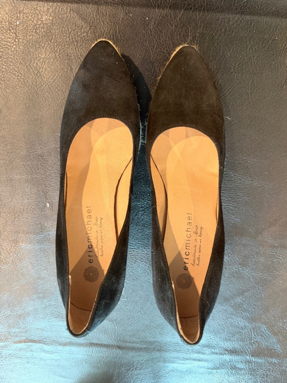 Eric Michael Teva Black Suede Wedge  Espadrille Shoes US 9  EU 39